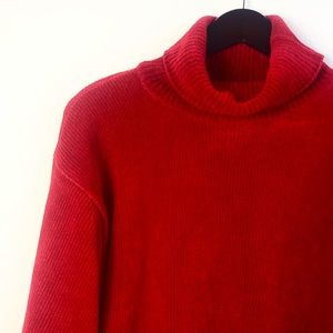 Red Turtleneck Sweater Oversized Size Small